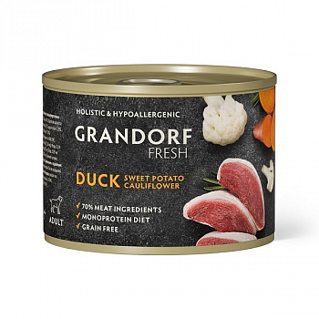 GRANDORF FRESH Консервы для собак Паштет из утки с бататом и цветной капустой 200 гр