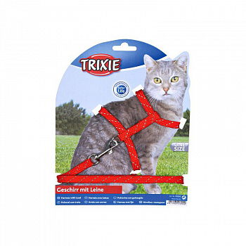 Trixie Шлейка с поводком для кошек, с отрожателем, 18-35*10 см. (4183)
