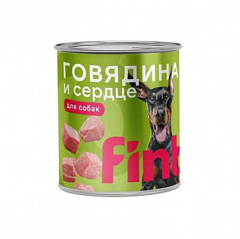 FINT Консервы для взрослых собак крупных пород с говядиной и сердцем 850 гр