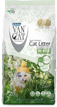VanCat Комкующийся наполнитель "100% Натуральный", без пыли, пакет (Natural 0.5-4мм) 20 кг (W405)