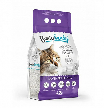BentySandy Комкующийся наполнитель глиняный, с ароматом лаванды (Lavender) 10л (8,7 кг)