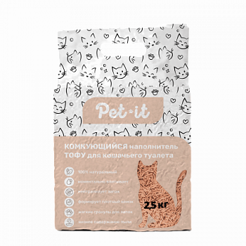 Pet it Комкующийся наполнитель для кошачьего туалета Tofu Персик, 6 л