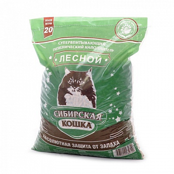 Сибирская кошка Наполнитель Древесный Лесной 20л.