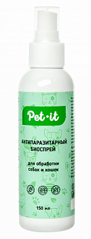 Pet it Антипаразитарный биоспрей для обработки собак и кошек,150 мл.
