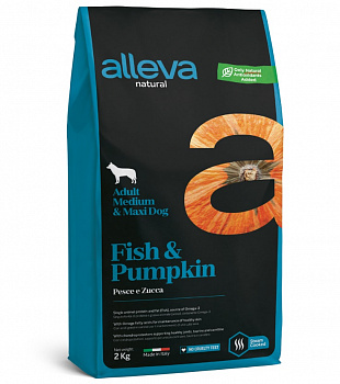 Alleva Natural Dog Для Собак (Medium/Maxi) Рыба и Тыква