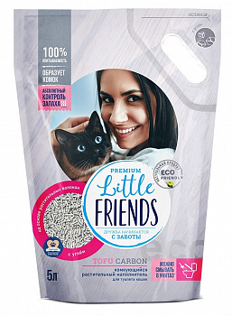 Little Friends Комкующийся наполнитель для кошачьего туалета Tofu Carbon, 2.5кг