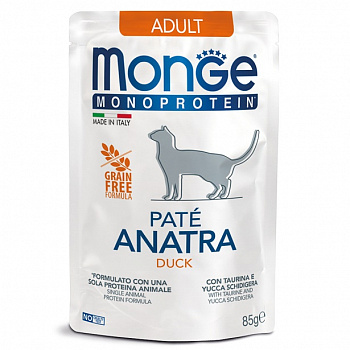 Monge паучи Cat Monoprotein Pouch для кошек утка 85г