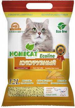 Homecat наполнитель комкующийся кукурузный "Эколайн" 12л (77512)