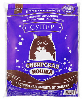 Сибирская кошка Наполнитель Комкующийся Супер (крупные гранулы) 20л