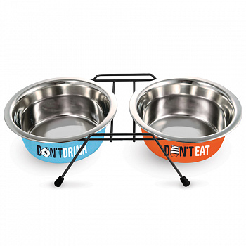 Triol Миска металлическая на подставке "Water&Food",  2*0,4л