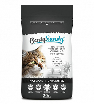 BentySandy Комкующийся наполнитель глиняный, без ароматизатора 20л (17,2 кг)