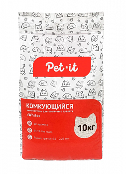 Pet it Комкующийся наполнитель для кошачьего туалета White, без аромата, пакет 10 кг