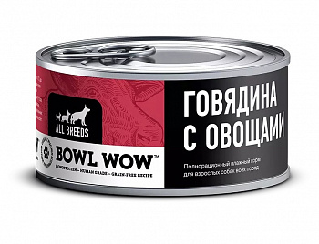 BOWL WOW Консервы Monoprotein для собак: Говядина с Овощами 100гр