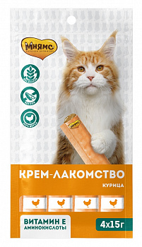 Мнямс Крем-лакомство для кошек с курицей 15 г х 4 шт.