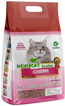Homecat наполнитель комкующийся "Эколайн" с ароматом сакуры 6л (80844)