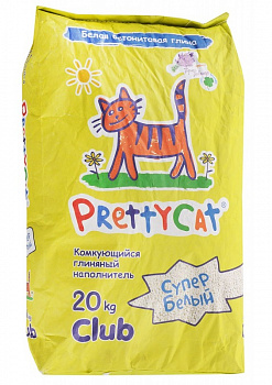 Pretty Cat Наполнитель комкующийся "Супер белый" с горной лавандой 20кг