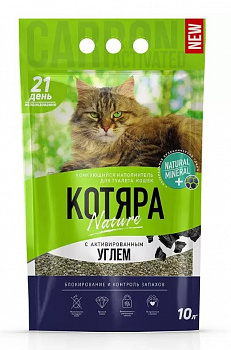 Котяра Комкующийся наполнитель Активированный уголь, 10 л, пакет, 4.2 кг