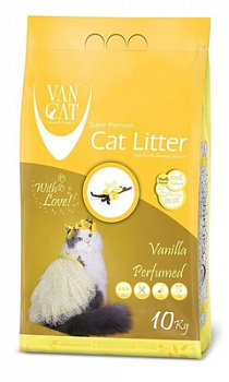VanCat Комкующийся наполнитель без пыли с ароматом Ванили, пакет (Vanilla) 10 кг