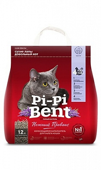 Pi-Pi-Bent Наполнитель Комкующийся, "Нежный прованс" (пакет) 5 кг