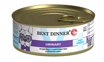 Best Dinner Консервы VET PROFI для собак Профилактика заболеваний МКБ (Urinary) Индейка 100гр