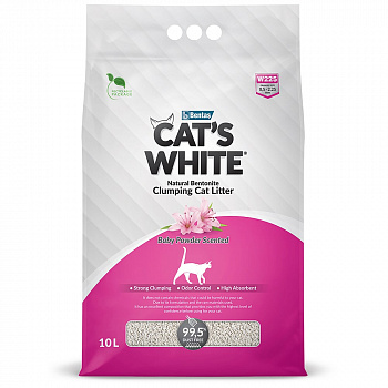 Cat's White Baby Powder Премиальный комкующийся наполнитель с ароматом детской присыпки 10 кг