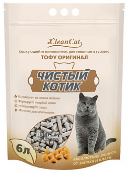 Чистый котик Наполнитель Комкующийся "Тофу" оригинал 6л