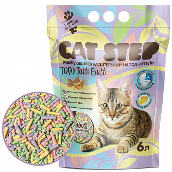 CAT STEP Наполнитель комкующийся растительный Tofu Tutti Frutti, 6 л