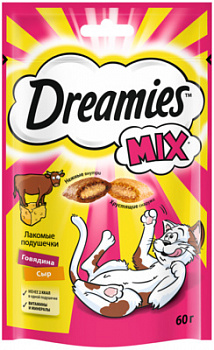 Dreamies Лакомые подушечки для кошек с говядиной и сыром 60 гр (10208864/10222405)