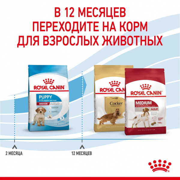 Royal Canin Для щенков средних пород: 2-12 мес. (Medium Puppy)