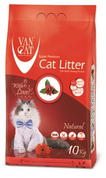 VanCat Комкующийся наполнитель "100% Натуральный", без пыли, пакет (Natural) 10 кг