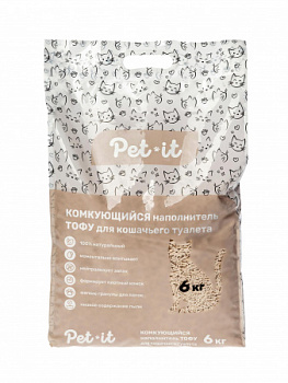 Pet it Комкующийся наполнитель для кошачьего туалета Tofu без аромата, 12 л
